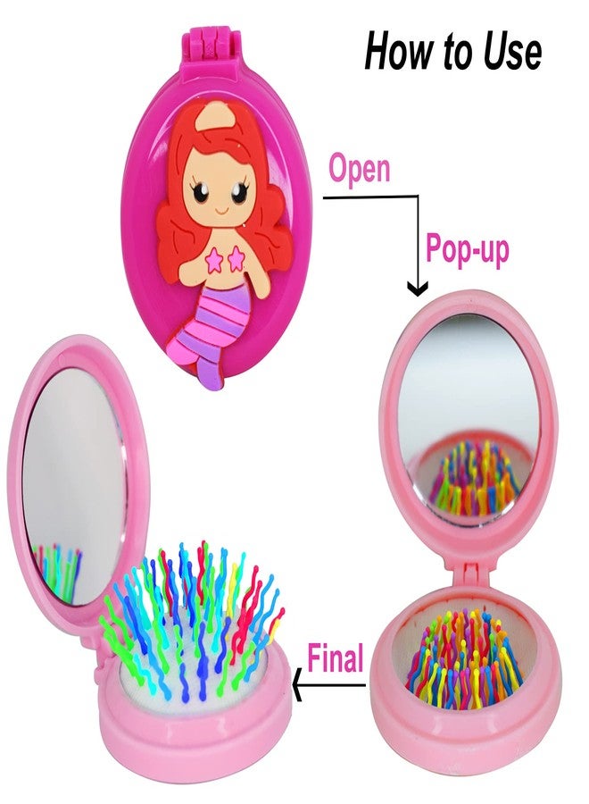 Asera مجموعة هدايا عيد ميلاد من أسيرا، حقيبة بتصميم حورية البحر مع فرشاة جيب للبنات (مجموعة من 12 قطعة) - Image 5